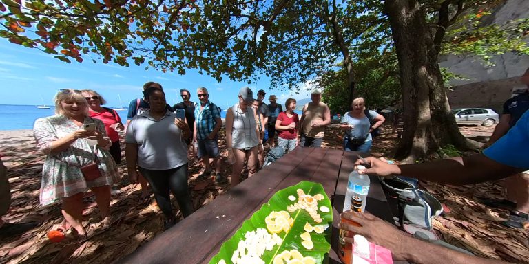 Collation de fruits tropicaux sur la plage Fruits tropicaux